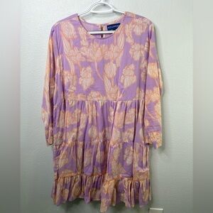 Ro’s Garden Large Floral Tiered Long Sleeve Dress